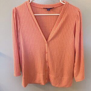 Apt 9 V-Neck Cardigan Peach Color Sweater Medium